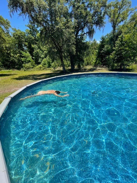 enjoying the pool